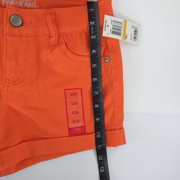 Celebrity Pink Women's Juniors' Cuffed Colored Denim Shorts Size 3 Neon Orange - Picture 9 of 9